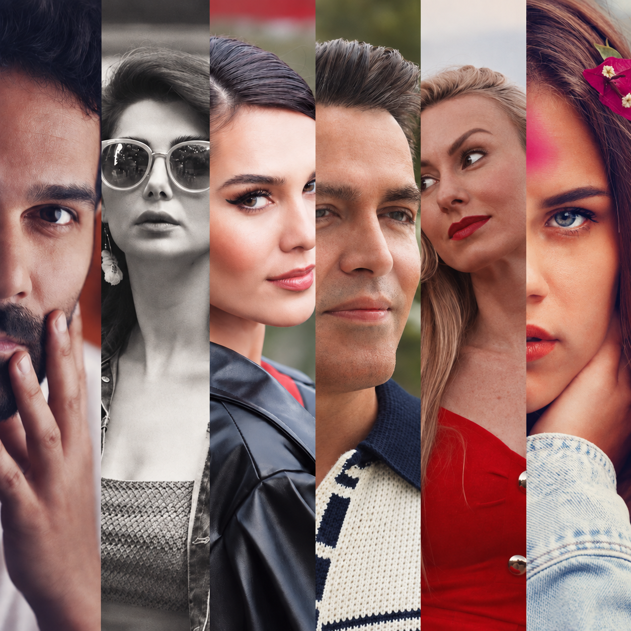 Six portrait photographs